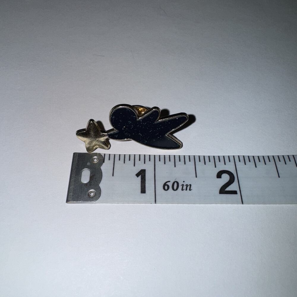 Black Glitter Person With Gold Star Pin Brooch